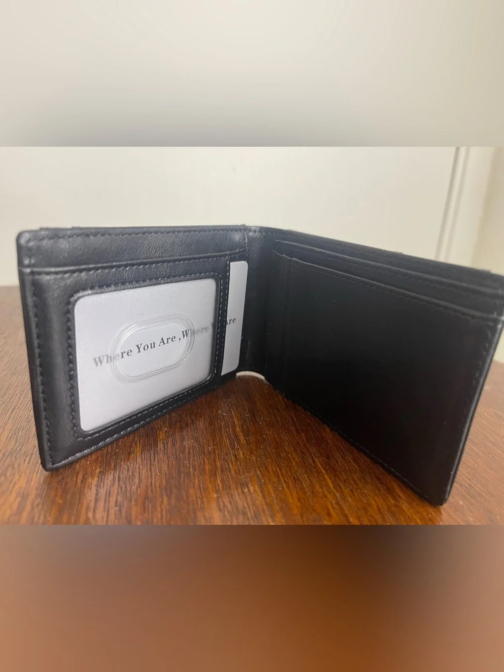 Men's Black Leather Fold Wallet - Card Holder - set of 2 wallets - money clip